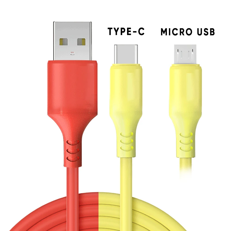 

QIXTWO 5A Liquid Silicone Phone Data Line Micro USB Type C Lightning Fast Charging Cable USB Android Charger Cable Wire USB Cord