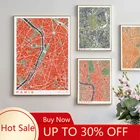 16 знаменитый город, классическая Карта, плакат и печать, настенная Картина на холсте, карта Парижа, Мадрид для гостиной, домашний декор