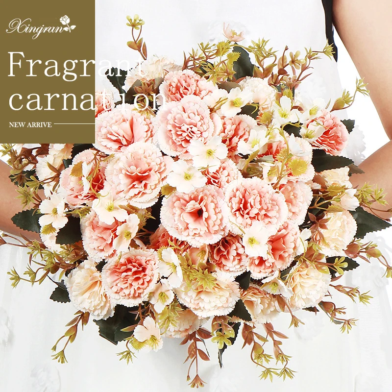 

Artificial Flowers, 29cm Fragrant Carnation Bouquet, Home Decoration, Wedding Scene, Vase Flower Arrangement, Mother's Day Gift,