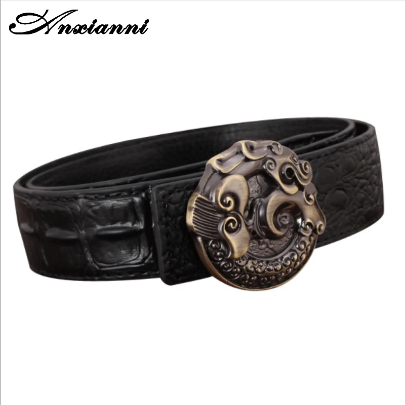 Anxianni new belt male crocodile pattern men's leather belt faucet smooth buckle personalized fashion belt