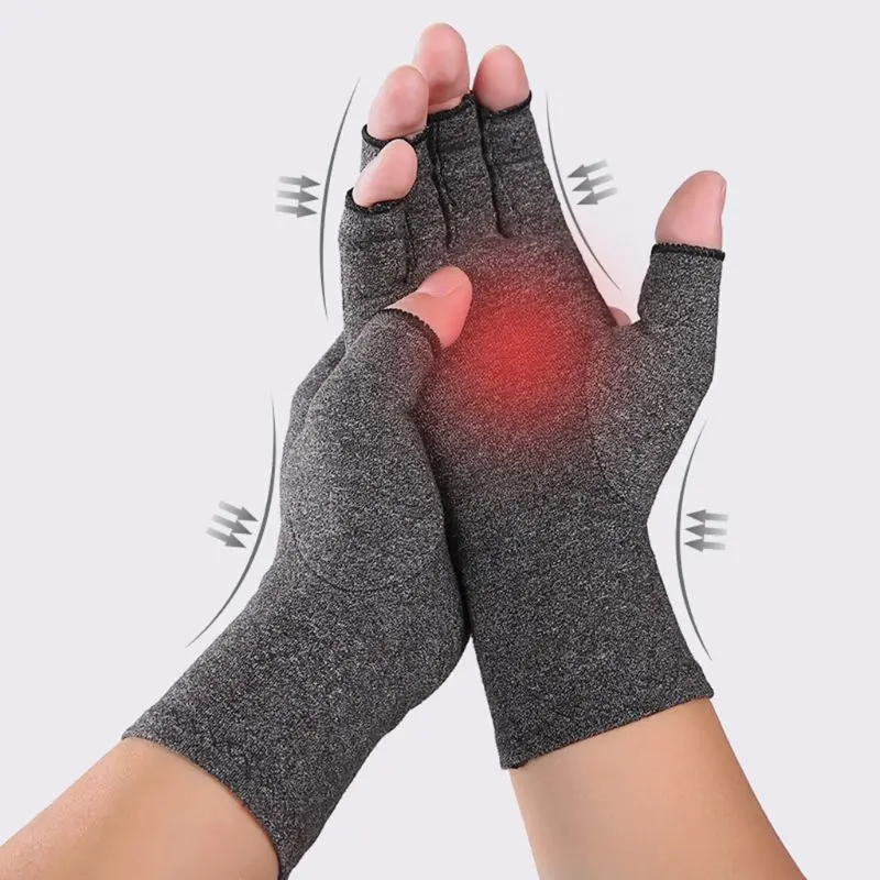 

Women Men Arthritis Compression Gloves Fingerless Joint Pain Relief Rheumatoid Osteoarthritis Hand Wrist Support Therapy Mittens