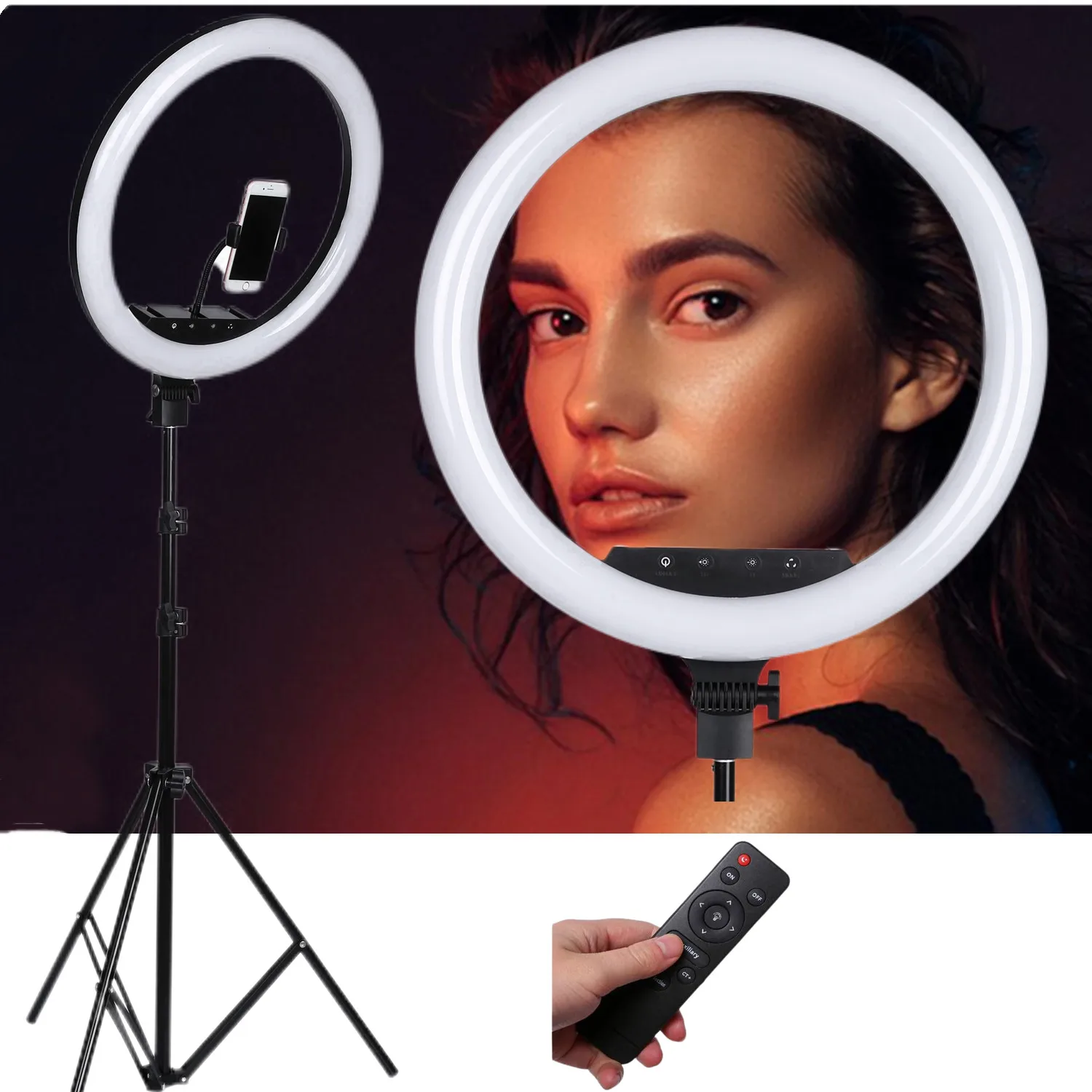 

Photo Studio Lighting LED Ring Light Large Ring Lamp with Stand Tripod for Phone Tiktok Youtube Portrait,Makeup,Video