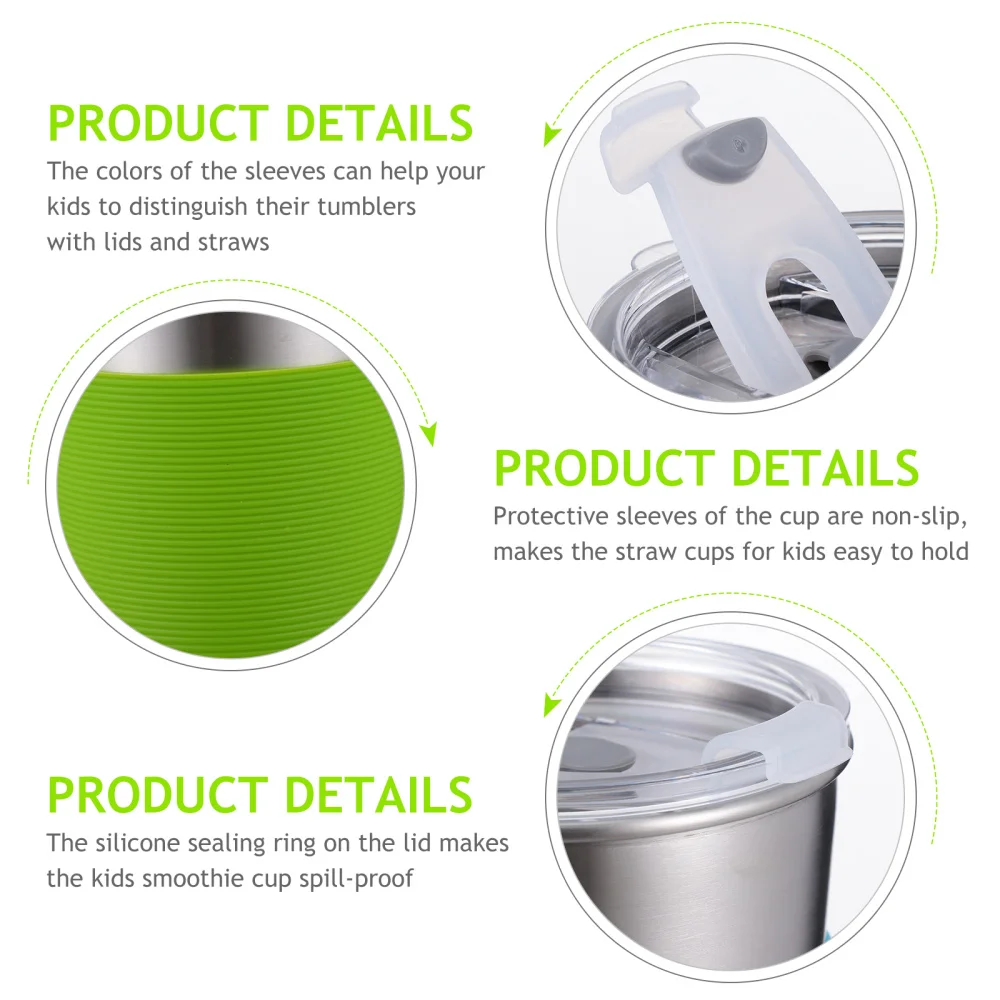 

500ml Kids Cups with Straw and Lid Kids Tumblers with Heat Insulation Sleeve