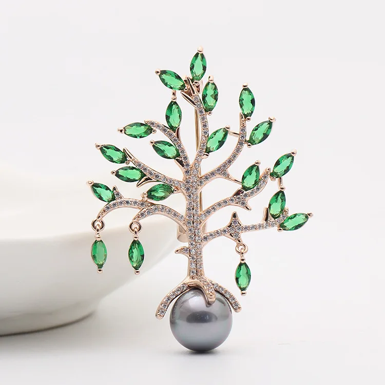 Зимняя Новинка изысканный камень зеленое дерево брошь инкрустированная