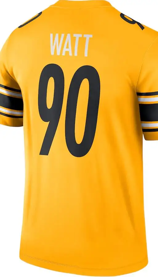 

Американская футболка с вышивкой T.J. Watt Men Women men Kid Youth Yellow Стилерз, футбол Jersey
