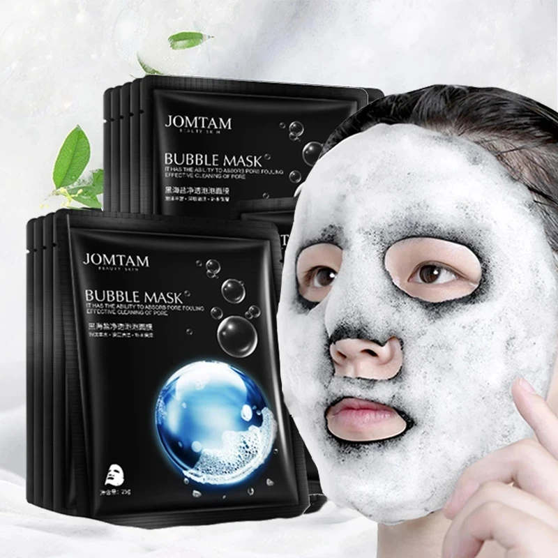 

10pc Sea Salt Pure Moisturizing Bubble Facial Mask Deep Cleansing Oil Control Skin Rejuvenation Shrink Pore Foam Black Mask