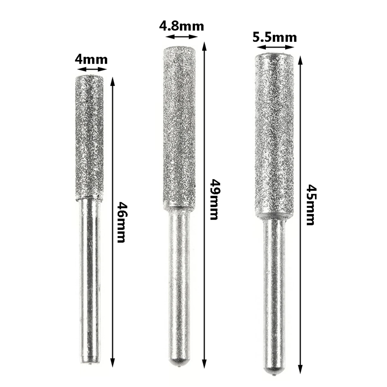 

5PCS Diamond Coated Cylindrical Burr 4mm 4.8mm 5.5mm Chainsaw Sharpener Stone File Chain Saw Sharpening Carving Grinding Tools