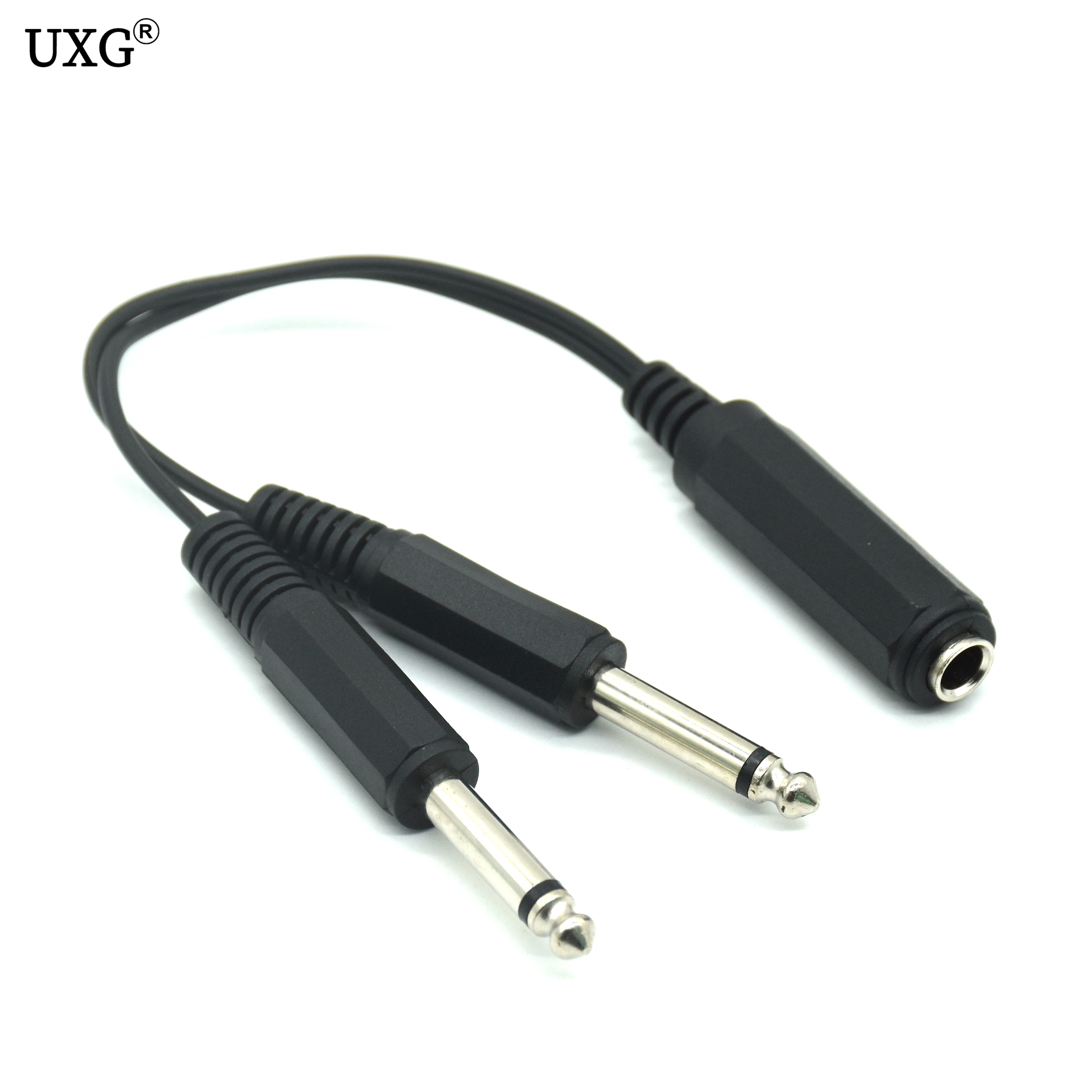 

20cm 1/4" Female Socket to 2 x Male 1/4" 6.35mm Mono Plug Audio Cable