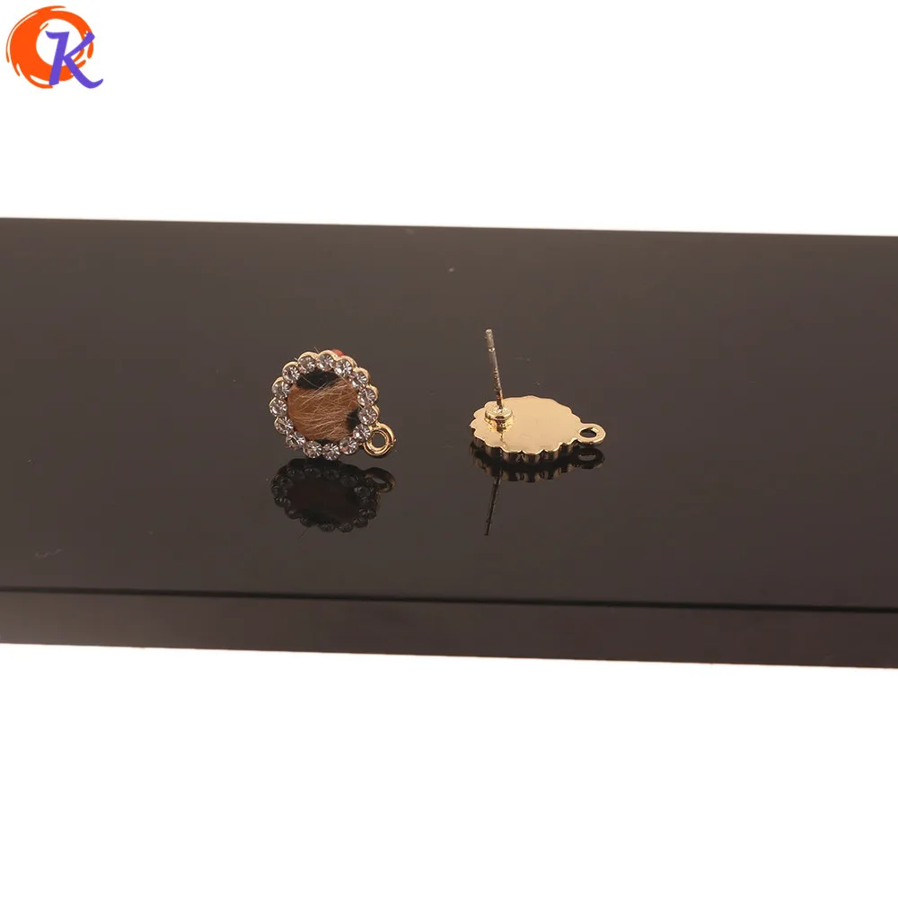 

Cordial Design 50Pcs 12*15MM Jewelry Accessories/Hand Made/Coin Shape/Leopard Print Effect/DIY Findings/Rhinestone Earrings Stud