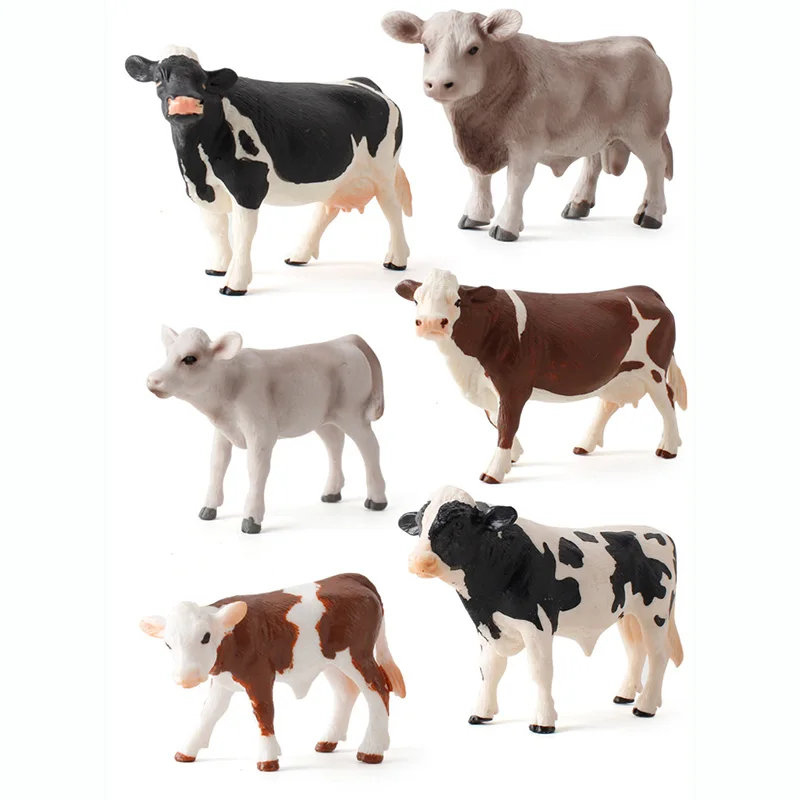 6 видов моделирование крупного рогатого скота статуэтки коллекционные игрушки