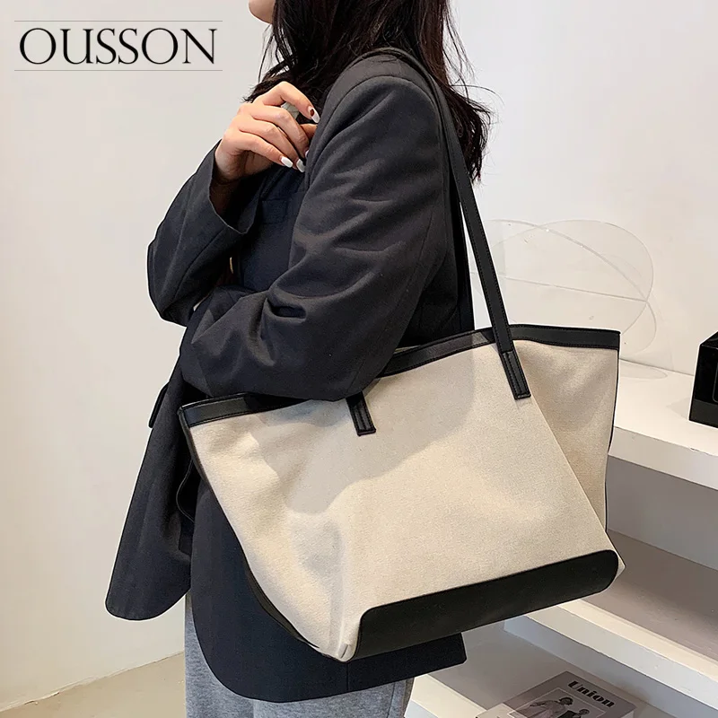 

2021 Women Leisure Large Capacity Canvas Bag Ladies Canvas Commuter Tote Bag Fashion Canvas Shoulder Bag