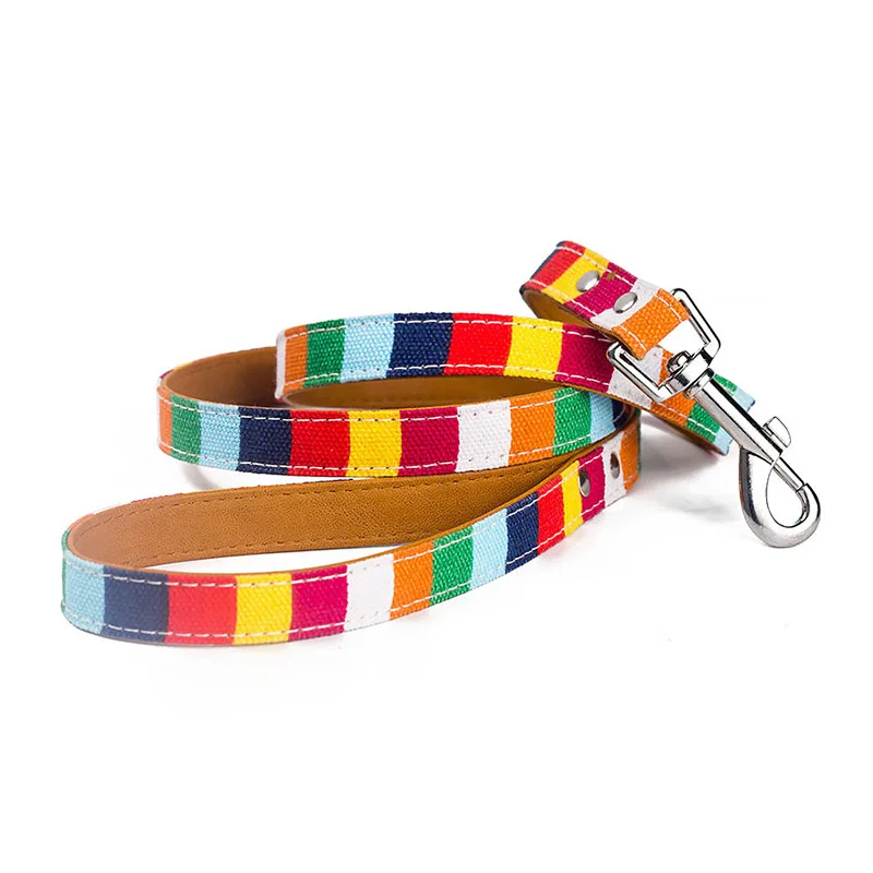 Multicolor Personalise Dog Leash Rope PU+ Canvas Walking Training Pet Leash Accessories Product for Puppy Large Dogs Cat Pets