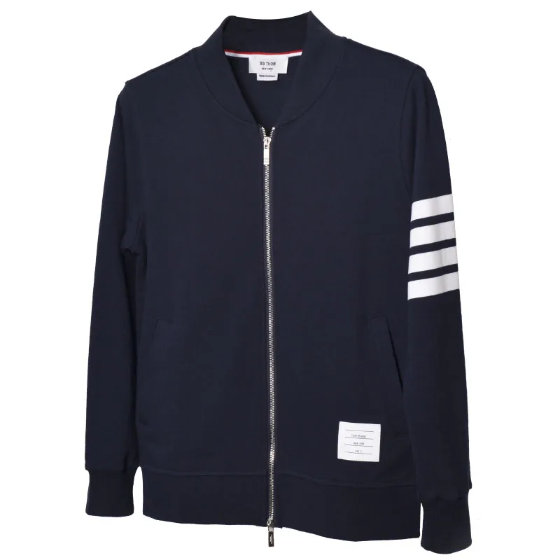 

2021 Fashion TB Brand Spring Autumn hooded Sweatershirts Cotton Jacket Men V-Neck Solid Clothin Male Casual Sportswear Coat