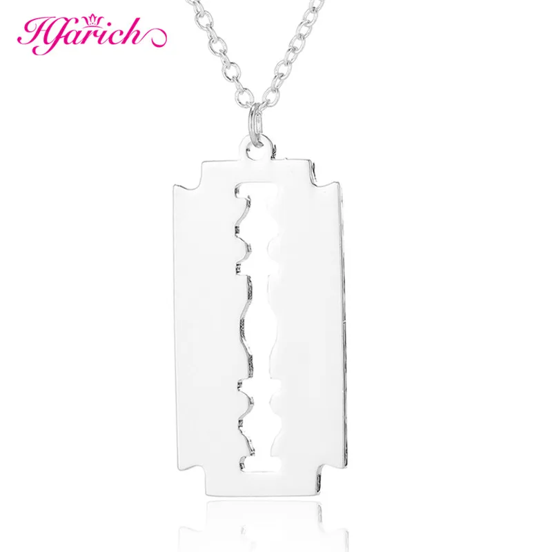 Silver Necklace Hfarich, ожерелья с подвесками из нержавеющей стали с лезвиями, мужские ювелирные изделия, стальные мужские ожерелья в форме бритвы и подвески, колье для женщин - Окраска металла: Silver Necklace