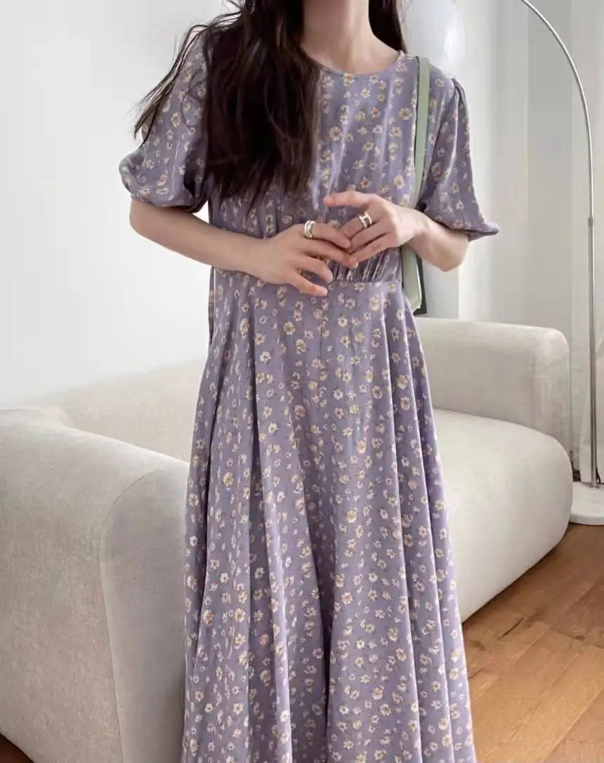 

Summer Beach Maxi Dress Women Floral Print Boho Long Chiffon Dress Casual Party Dress Robe