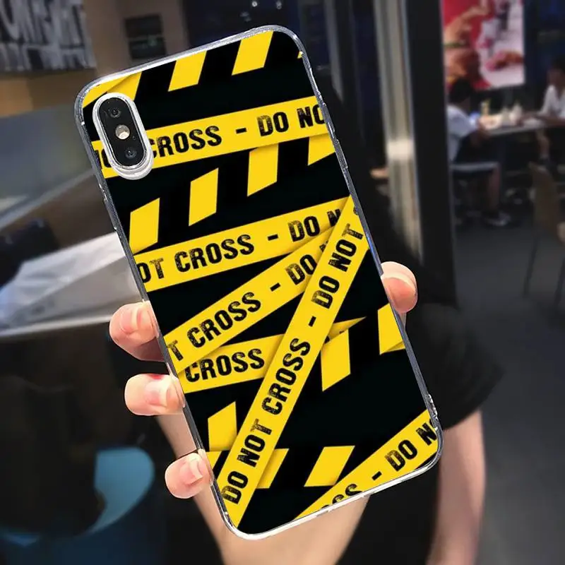 

Yellow Warning painting Phone Case Transparent for iPhone 6 7 8 11 12 s mini pro X XS XR MAX Plus