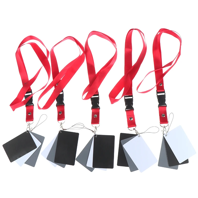 

3 In 1 8.5 X 5.5cm White Black Gray Color Balance Cards Digital Grey Card With Neck Strap For DSLR Camera White Balance