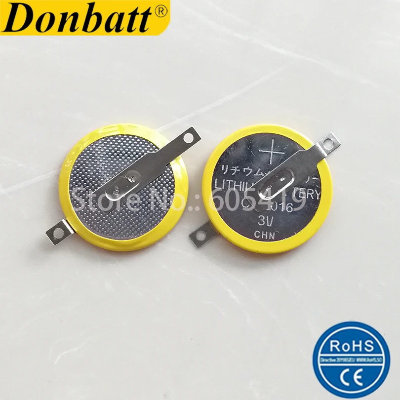 100% свежий литиевый Монетный элемент CR2016 3 в с 2 контактными паяльными вкладками