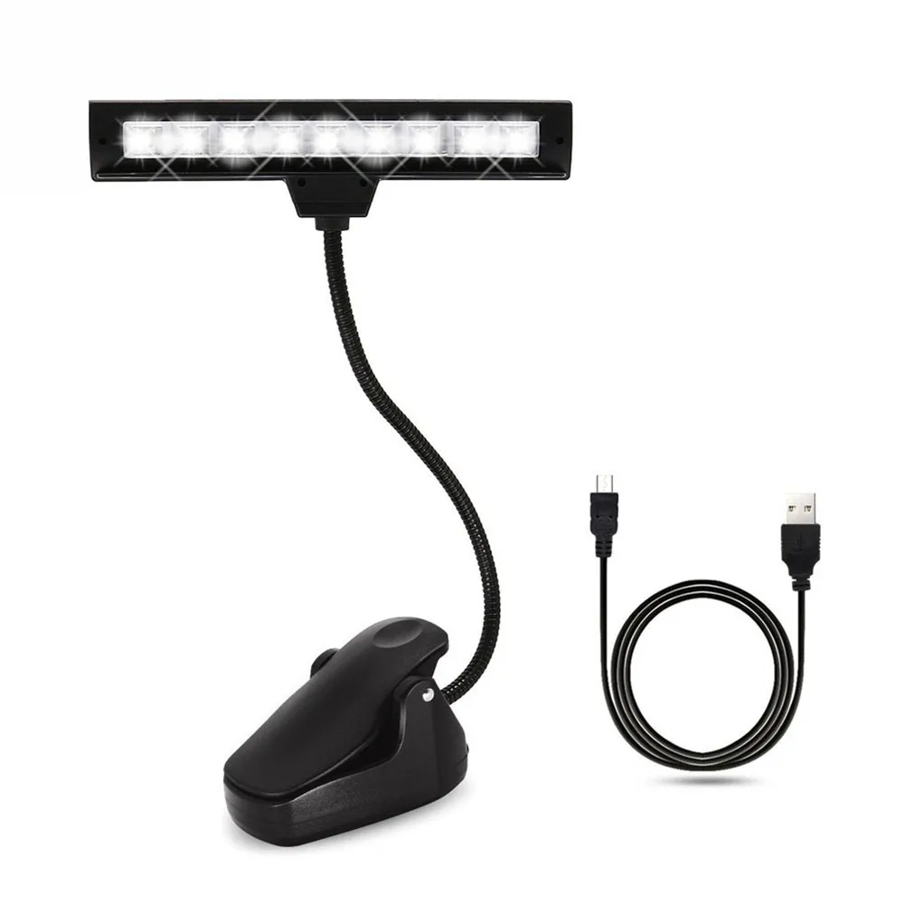 

9LED USB Light Clip On Desktop Book Lamp For Music Stand Portable Flexible Read Light Gooseneck Eye Protection Reading Lamp