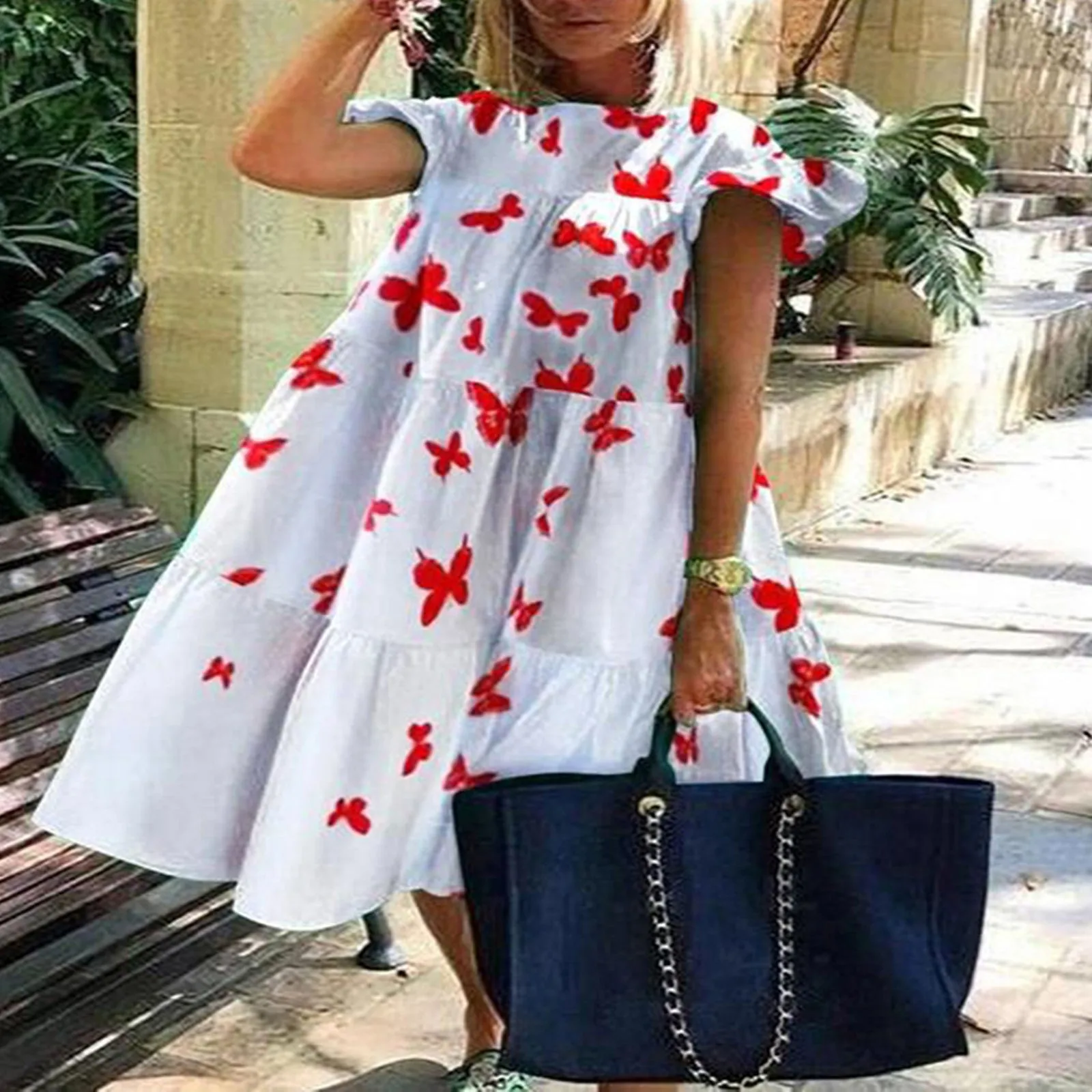 Летнее винтажное свободное платье для беременных женщин Повседневное макси с