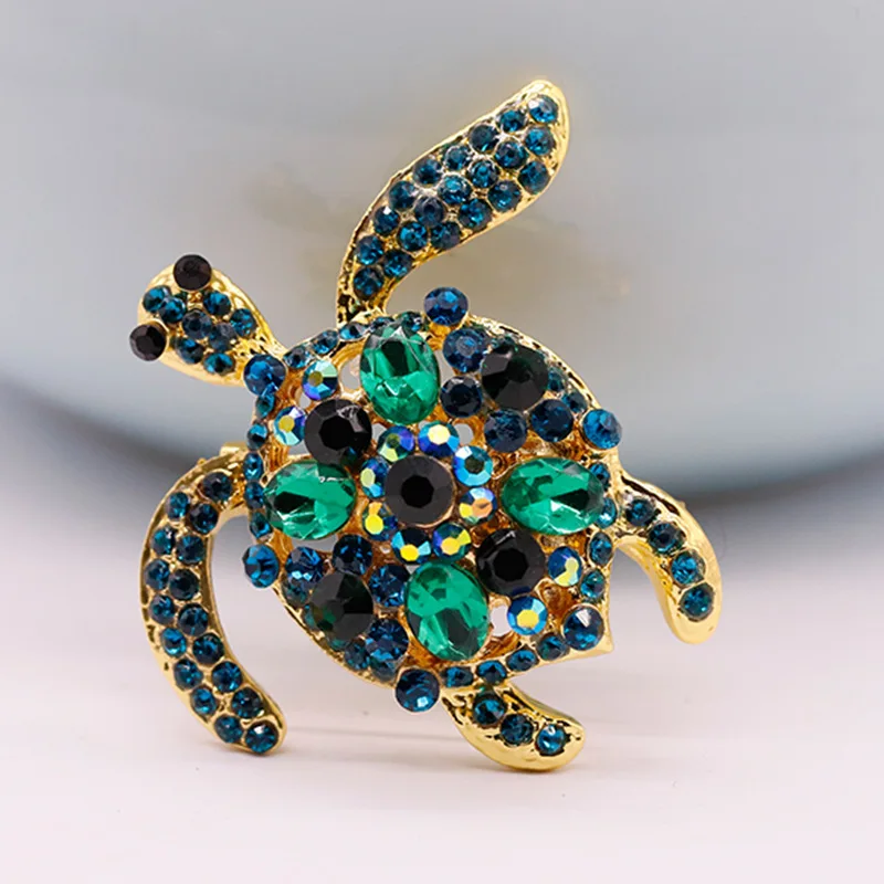 Милая Золотая маленькая брошь в виде черепахи шпильки изысканные хрустальные