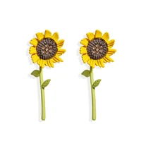cute sunflower stud earrings fashion flower jewelry 2021 wholesale new trendy funny romantics accessories for women as a gift