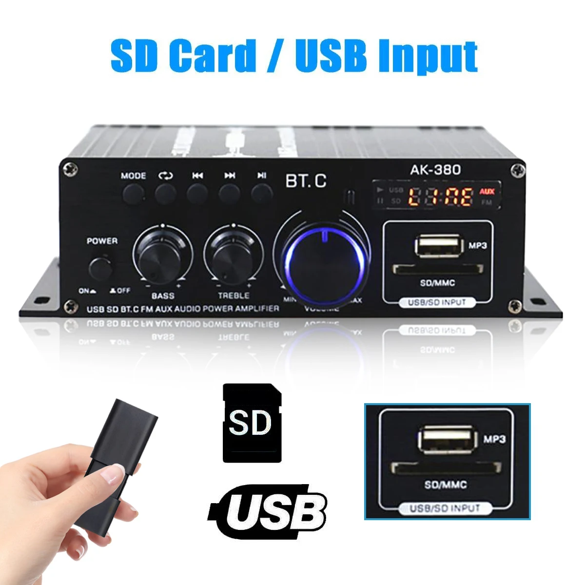 Усилитель AK380/AK370/AK170 800 Вт Bluetooth усилитель аудио для караоке домашнего кинотеатра