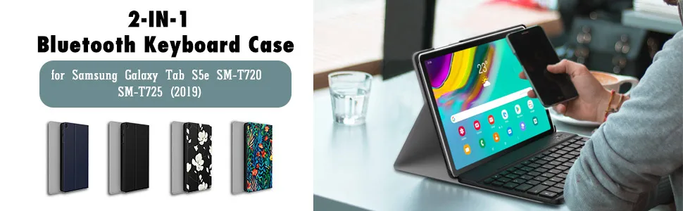 Чехол для клавиатуры MoKo для Samsung Galaxy Tab S5e, Премиум PU кожаный чехол-подставка с Съемная клавиатура Bluetooth чехол