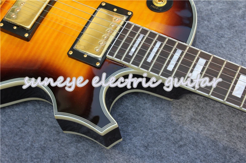 

China OEM Suneye Custom Electric Guitar Vintage Sunburst Tiger Grain Glossy Finish Left Handed Guitarra Custom Available