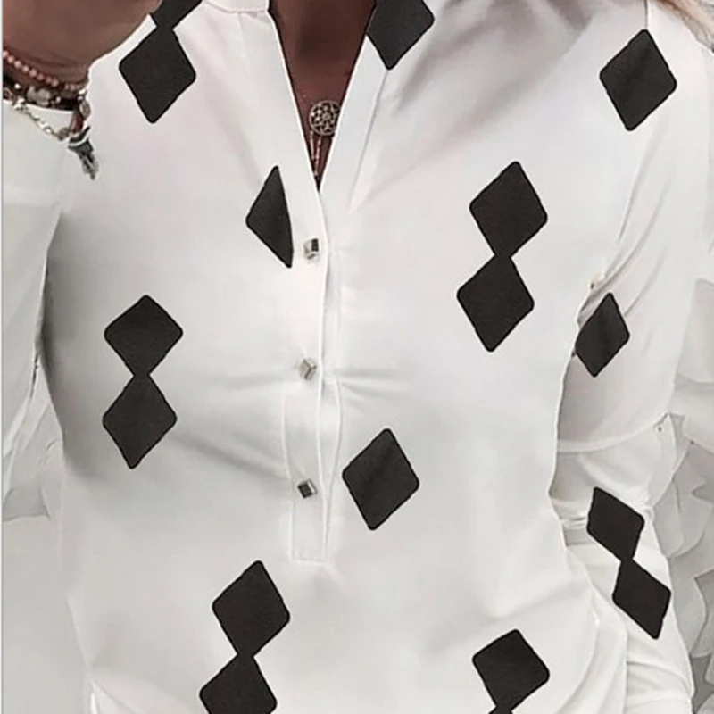 

2020 New Women Shirt Floral V-Neck Long-Sleeved Printed Shirt Hot Autumn Spring Female Casual Blouse