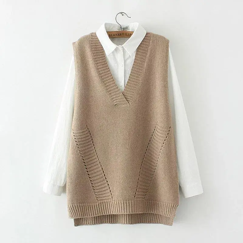 2019 женский новый модный осенний вязаный жилет большого размера плюс Свободный