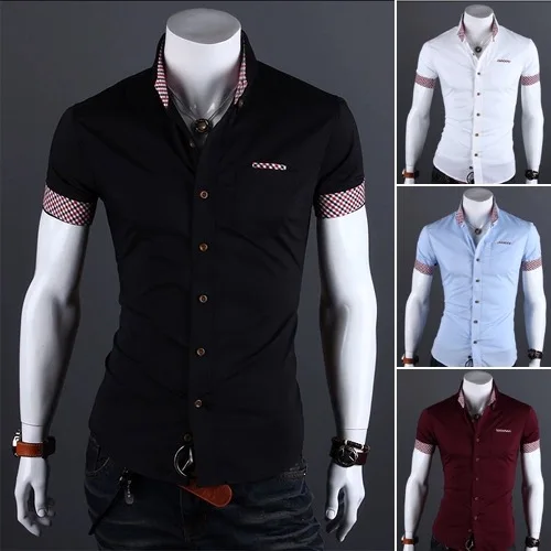 2020 брендовая дизайнерская Повседневная рубашка для мужчин с коротким рукавом Slim