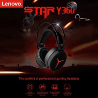 lenovo savior y360 desktop computer gaming headset strong bass usb virtual 7 1 sound gamer headphone earphones with microphone
