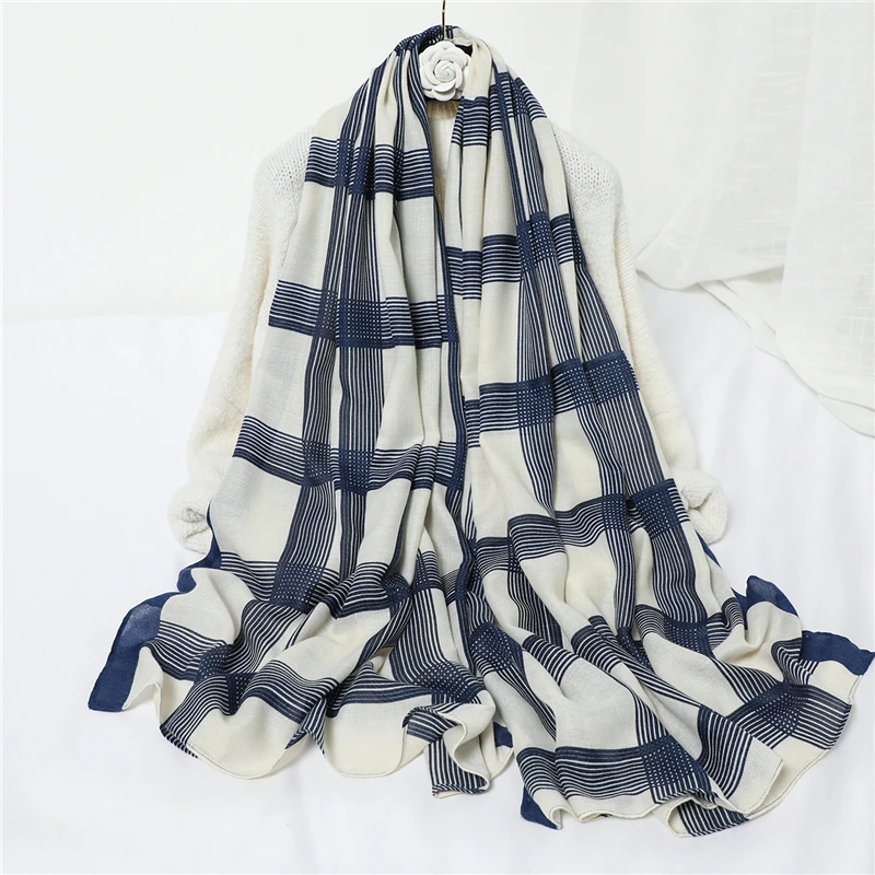 2021 женский клетчатый шарф мягкие хлопковые шали и накидки с принтом хиджаб шарфы