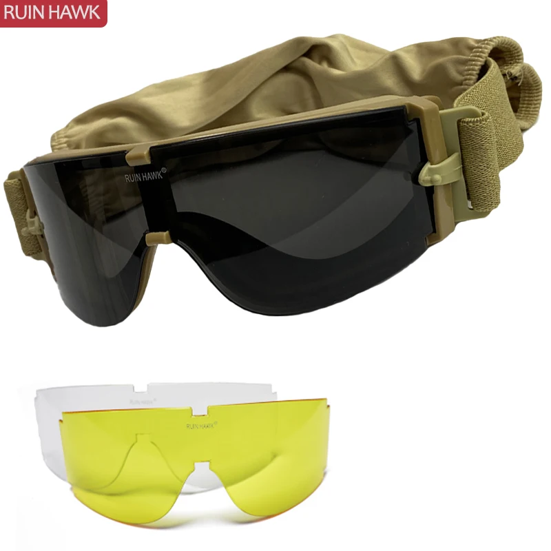 Купи X800 Tactical Googles Military Army Airsoft Shooting Glasses Paintball Wargame Eye-Protection Sunglasses 3 Lens за 701 рублей в магазине AliExpress