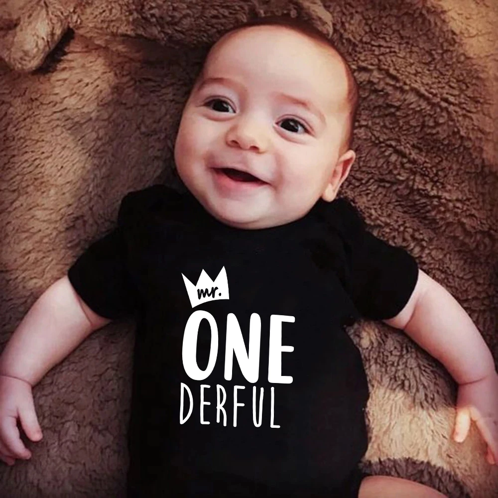 Г-н Onederful наряд для первого дня рождения Детские боди из хлопка короткий рукав