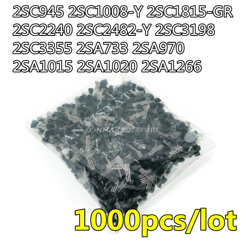

1000 шт./лот 2SC945 2SC1008-Y 2SC1815GR 2SC2240 2SC2482-Y 2SC3198 2SC3355 2SA733 2SA970 2SA1015 2SA1020 2SA1266N Триод TO-92