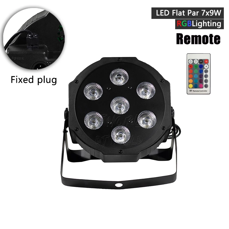 7x9W Light Remote DJworld светодиодный плоский Par 7x9 Вт RGB 3в1 освещение DMX512 светодиодный сценическое освещение DJ диско шоу Клубные Вечерние огни - Color: 7x9W Light Remote