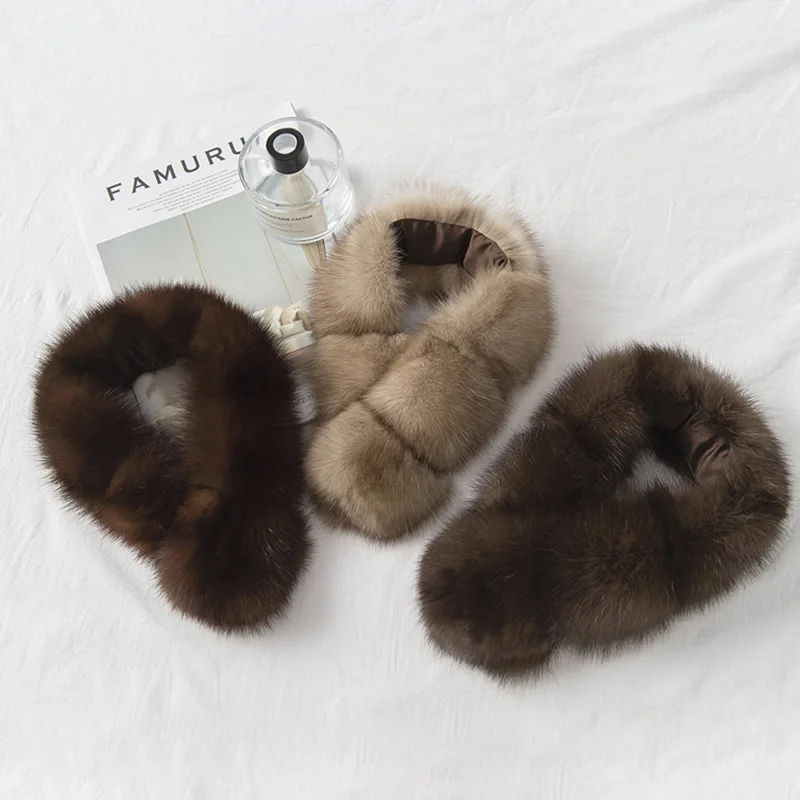 Женский вязаный шарф из натурального меха норки TZ8684 |