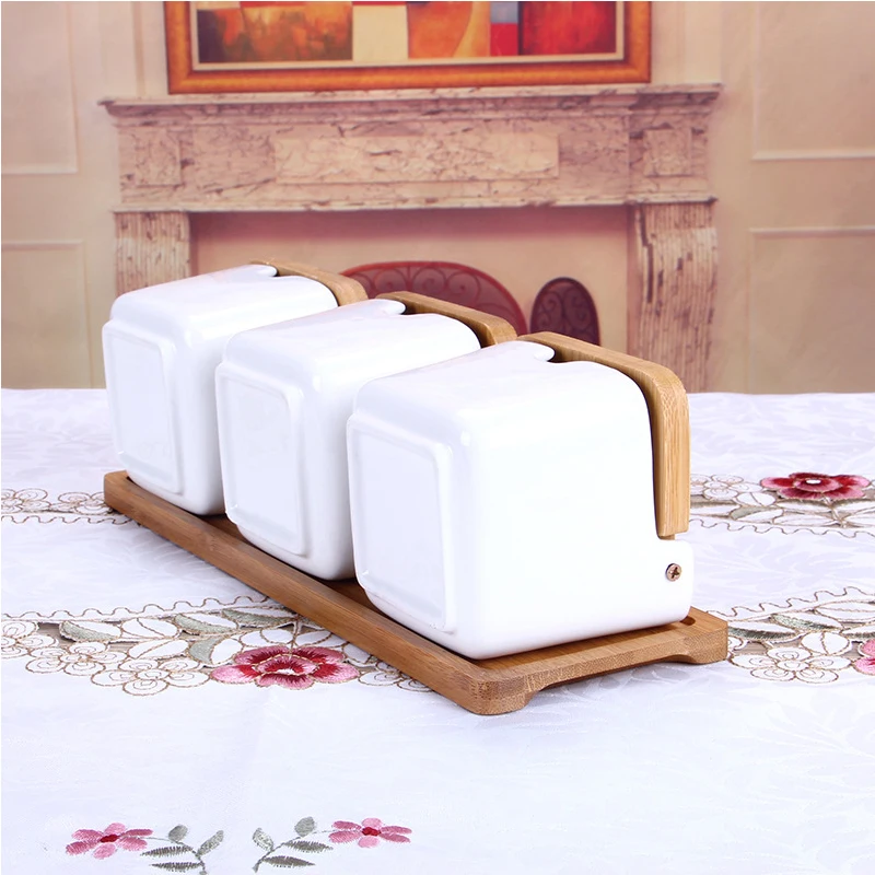 Простая домашняя посуда кухонные керамические приправы коробки соль флип