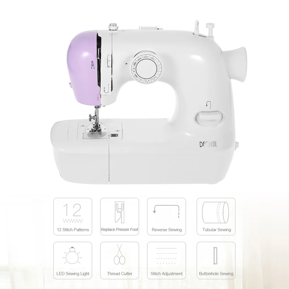 Электрическая бытовая 2 скоростная швейная машина с прижимным отверстием для