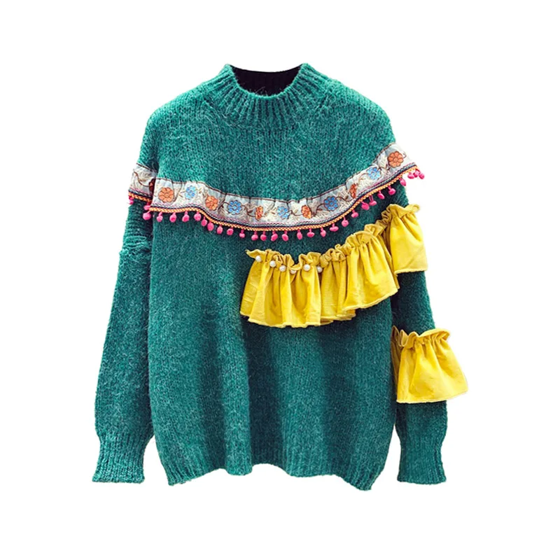 Half-turtleneck pullover women 2019 fall/winter new Korean version of loose thick needle student wool sweater tide | Женская одежда