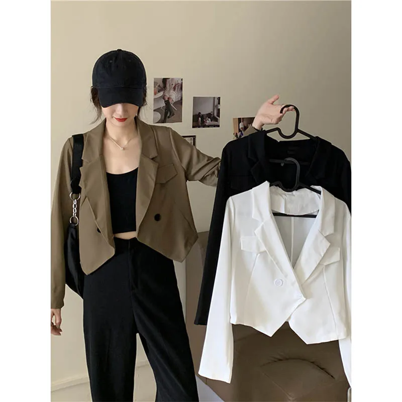 

Ladies Short Small Suit Jacket 2021 Spring Autumn New Irregular Design Sense Tooling Thin Short Jacket Female Street Shooting