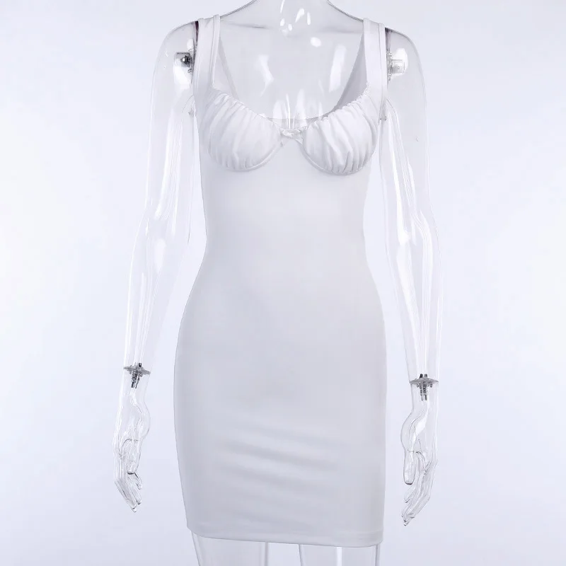 

YICIYA Sexy Skinny Bralette With Bow Low Cut Slim Dress 2020 Women Summer Fashion Sleeveless Backless Dress Female Party Club