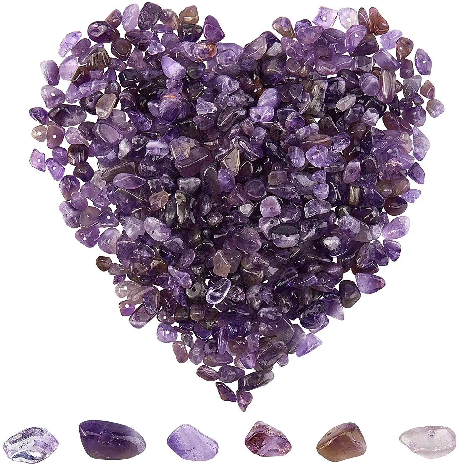 

Аметистовые чипсы, 1 коробка, 400 шт., бусины 5-8 мм, Длинные Аметистовые кристаллы, дырки, Необычные зеркальные бусины, драгоценные камни, полуд...