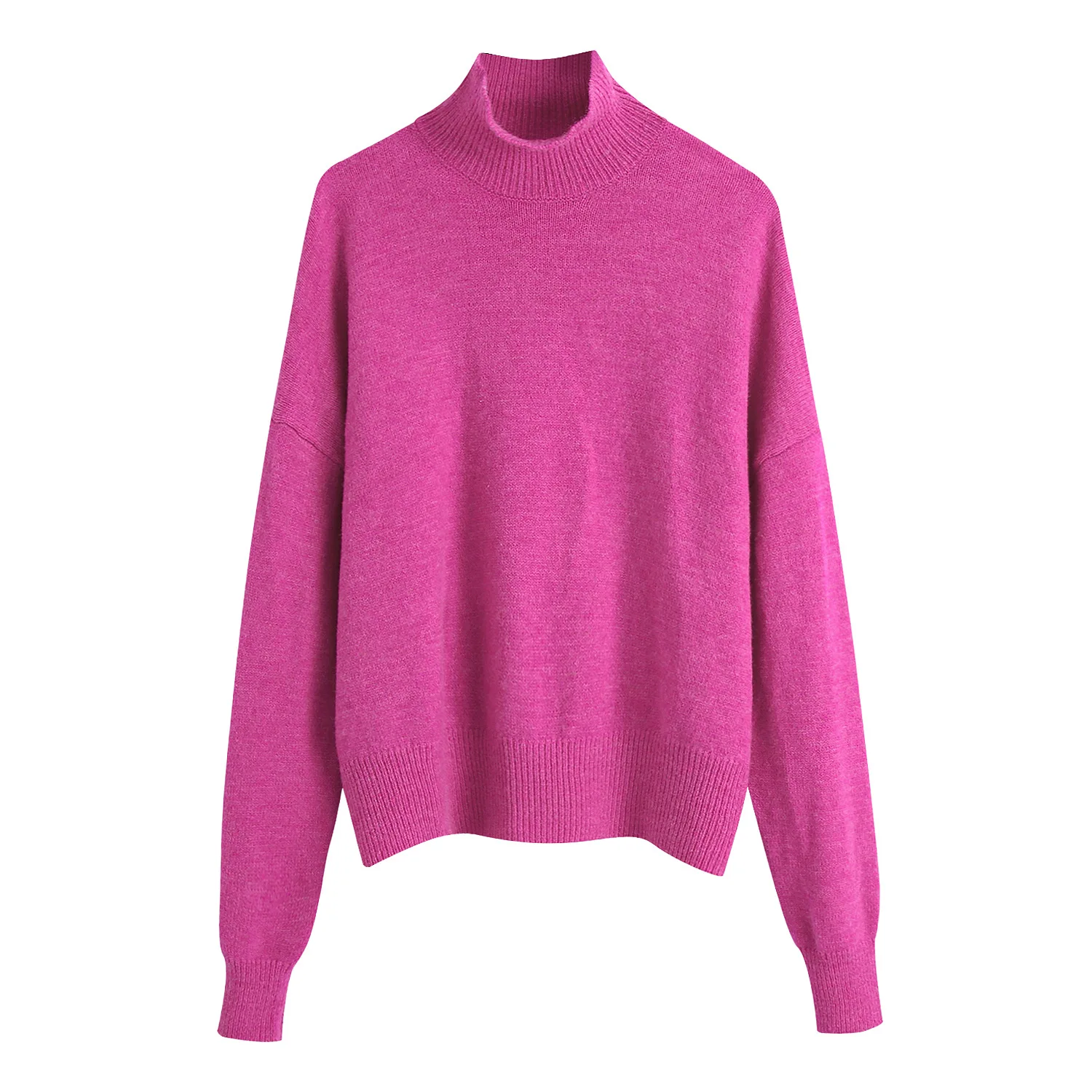 

2021 Autumn Winter women fashion Sweater 15% wool Green turtleneck sweater Knitted Tops Korean Winter Clothes