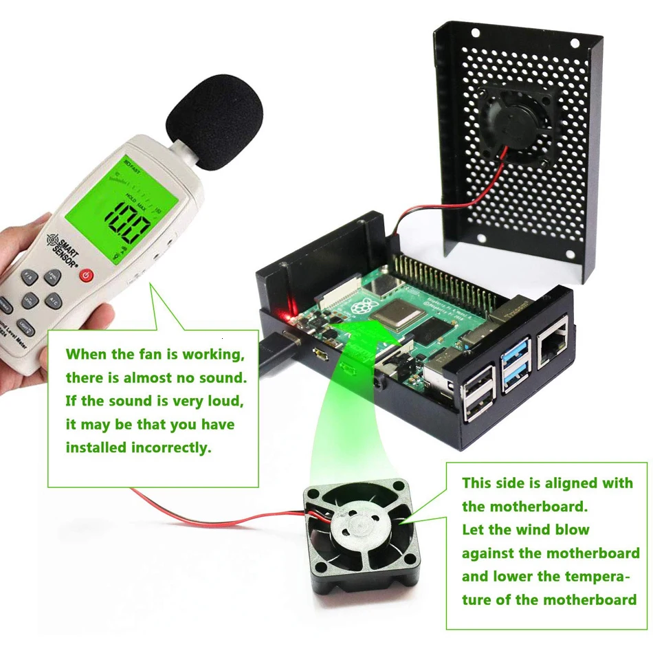 Алюминиевый Чехол Raspberry Pi 4 чехол Pi4 с вентилятором и радиаторами 4B