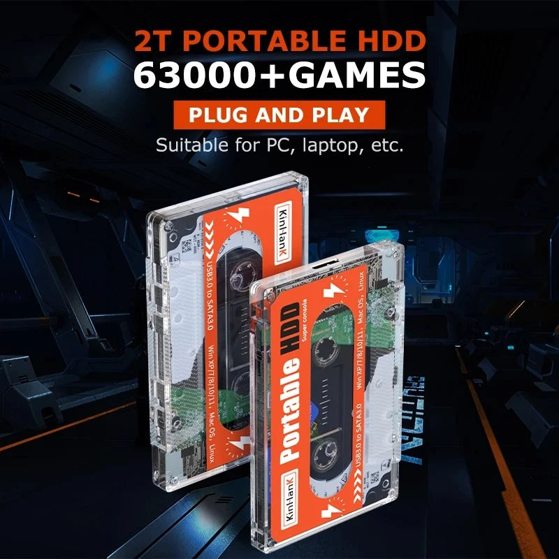 

External Game Hard Drive Disk SATA 3 2T HDD Portable For Laptop/PC/Windows/Mac OS With 63000+Games For PS3/PS2/WIIU/WII/PS1/N64