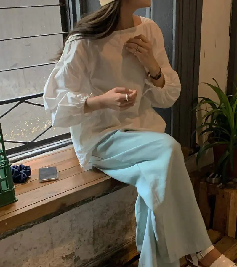 

ZCSMLL Korea's all-match one-button high-waisted thin and loose-fitting wide-leg trousers suit pants women 2021 spring summer