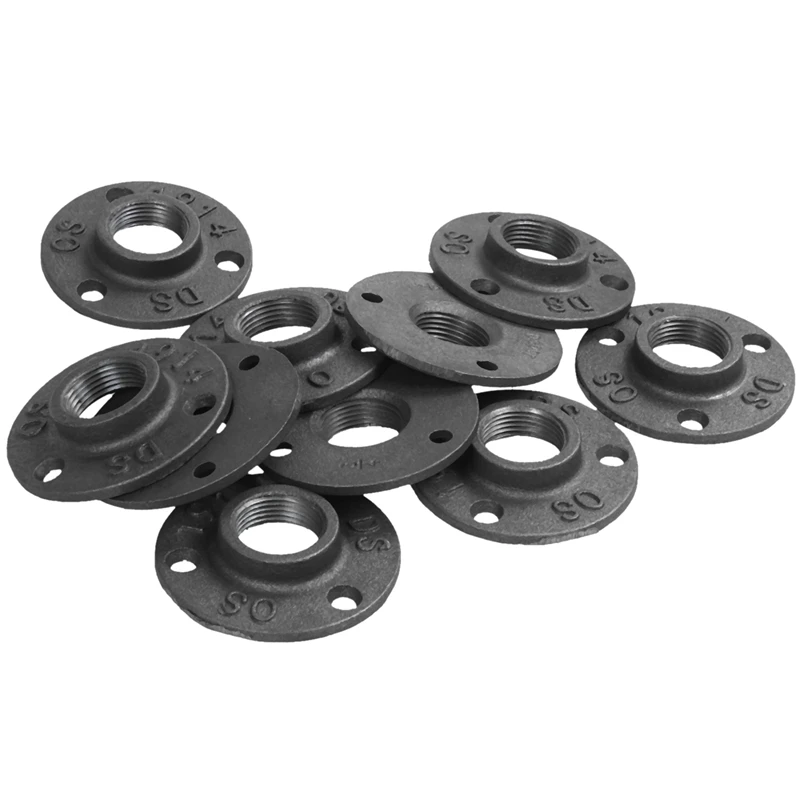 HTHL-3/4 дюйма из ковкого чугуна пол фланец резьбовое соединение черный-комплект 10